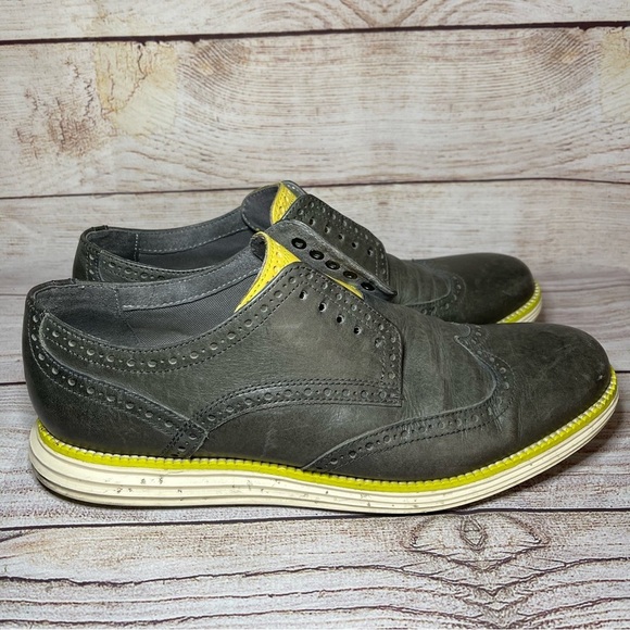 Cole Haan Grand Os Men's Size 9.5 M Gray Wingtip Oxford Men's Shoes C21402 - Picture 1 of 8